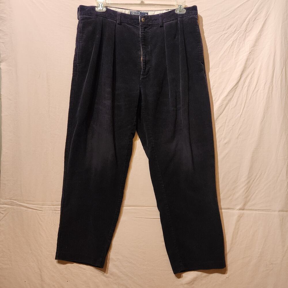Vintage Polo Ralph Lauren Andrew Pant Mens 36x27 Navy Blue Corduroy Pants